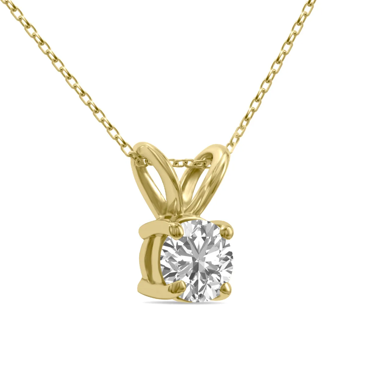 1 Carat Lab Grown Diamond Round Solitaire Pendant In 14K Yellow Gold