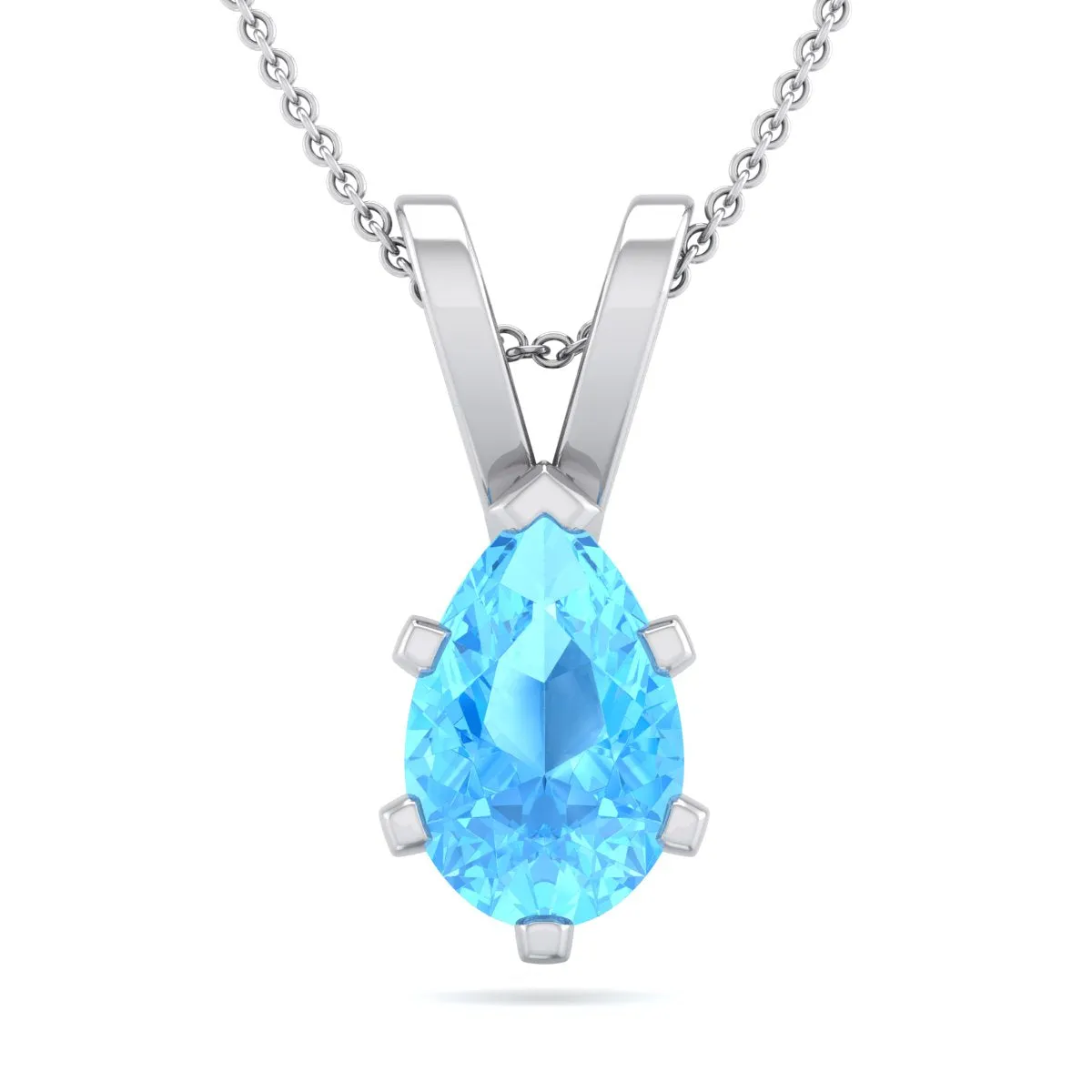 1 Carat Pear Shape Topaz Necklace In Sterling Silver, 18 Inches