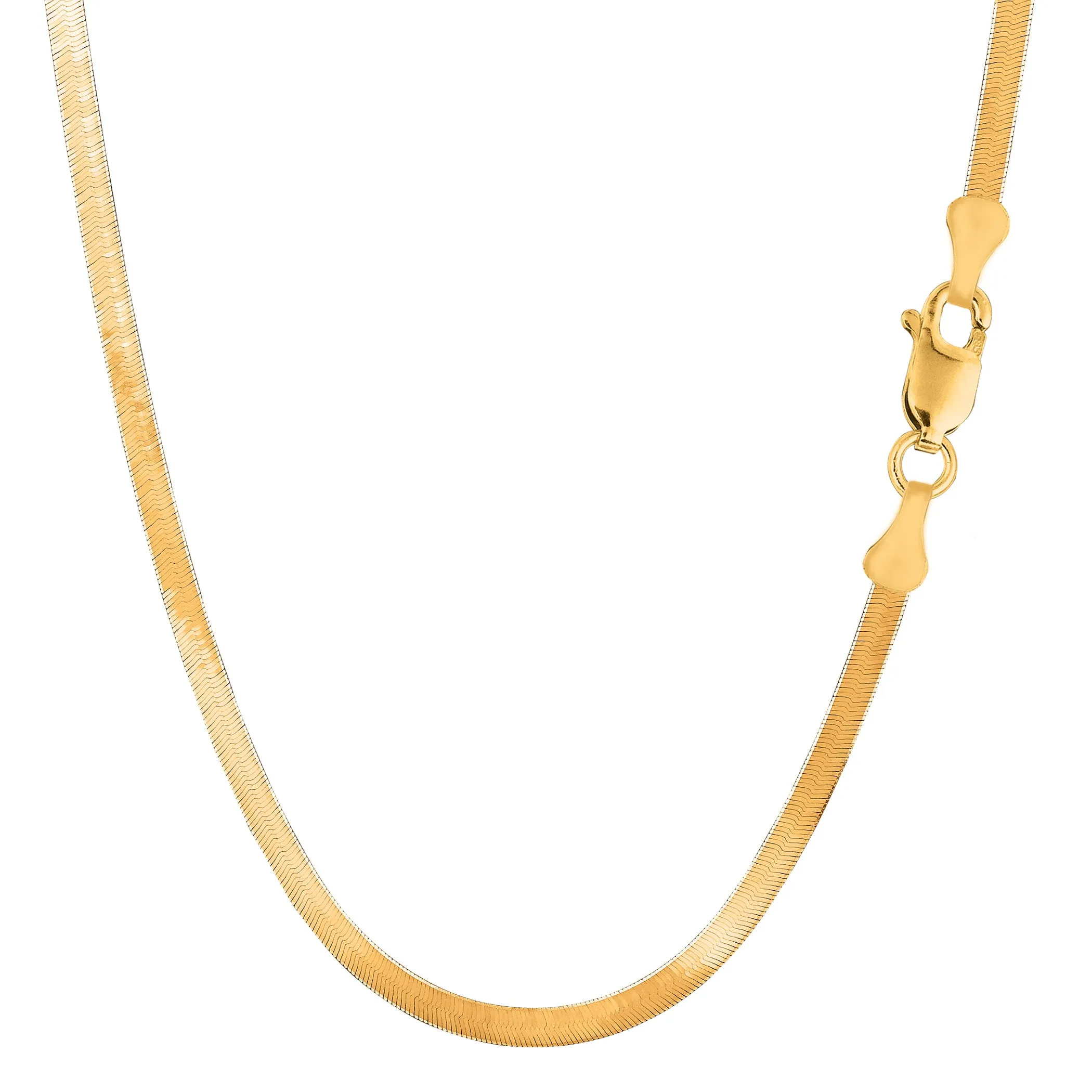 10k Yellow Solid Gold Imperial Herringbone Chain Necklace, 4.6mm