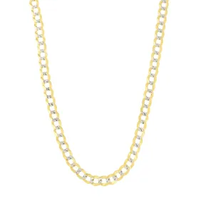 14k 2 Tone Yellow And White Gold Curb Chain Necklace, 2.6mm