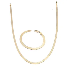 14K & 18K Gold Herringbone Chain Necklace 5mm