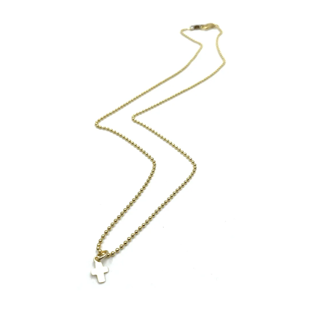 14k Gold Filled 15" Baby Bliss Necklace with Luxe Cross- Waterproof!