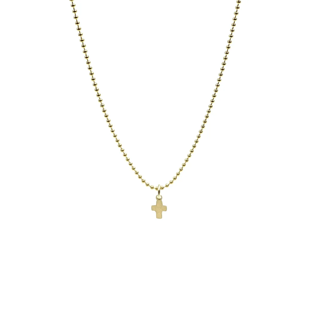 14k Gold Filled 15" Baby Bliss Necklace with Luxe Cross- Waterproof!