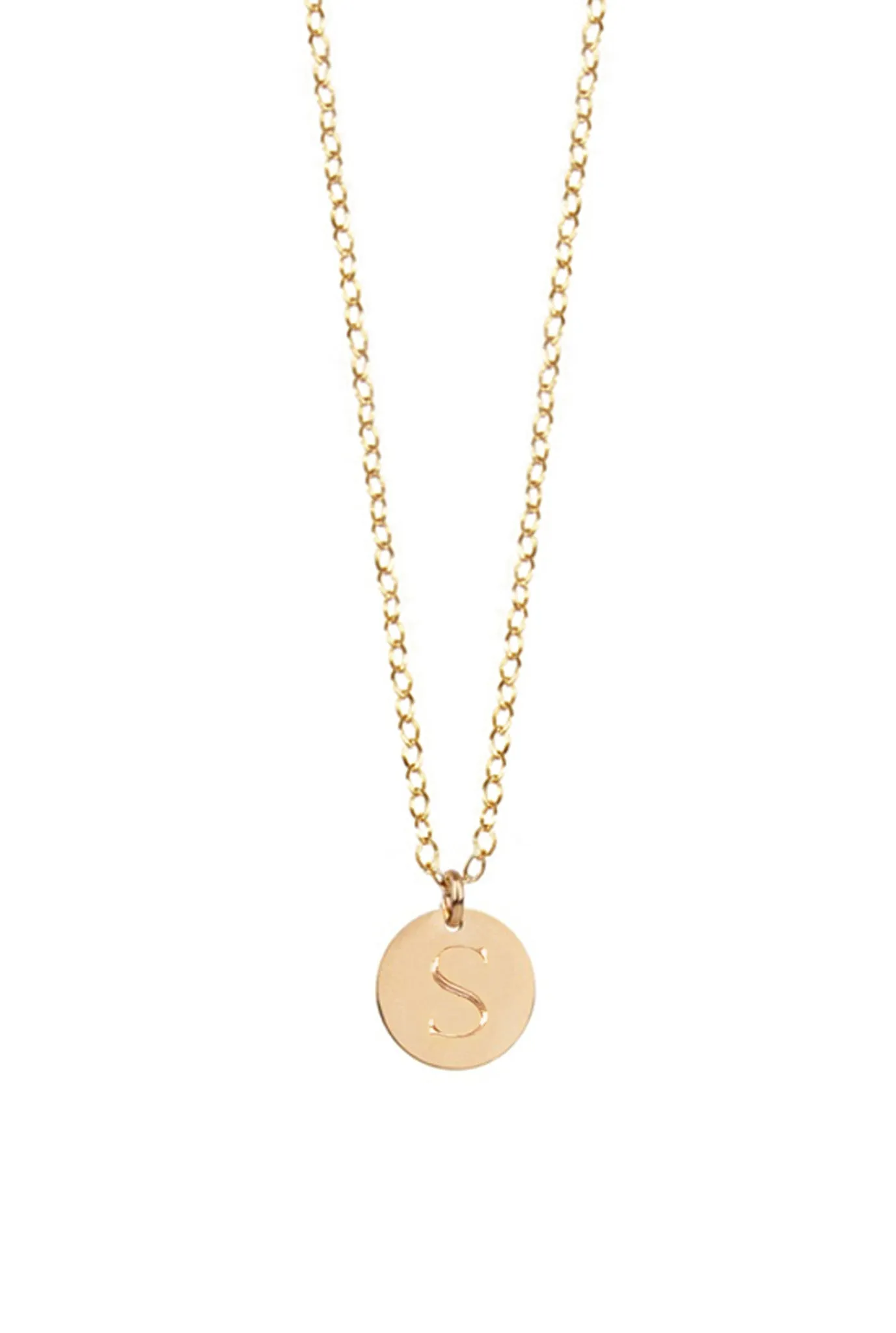 14K Gold Filled Disc Initial Necklace