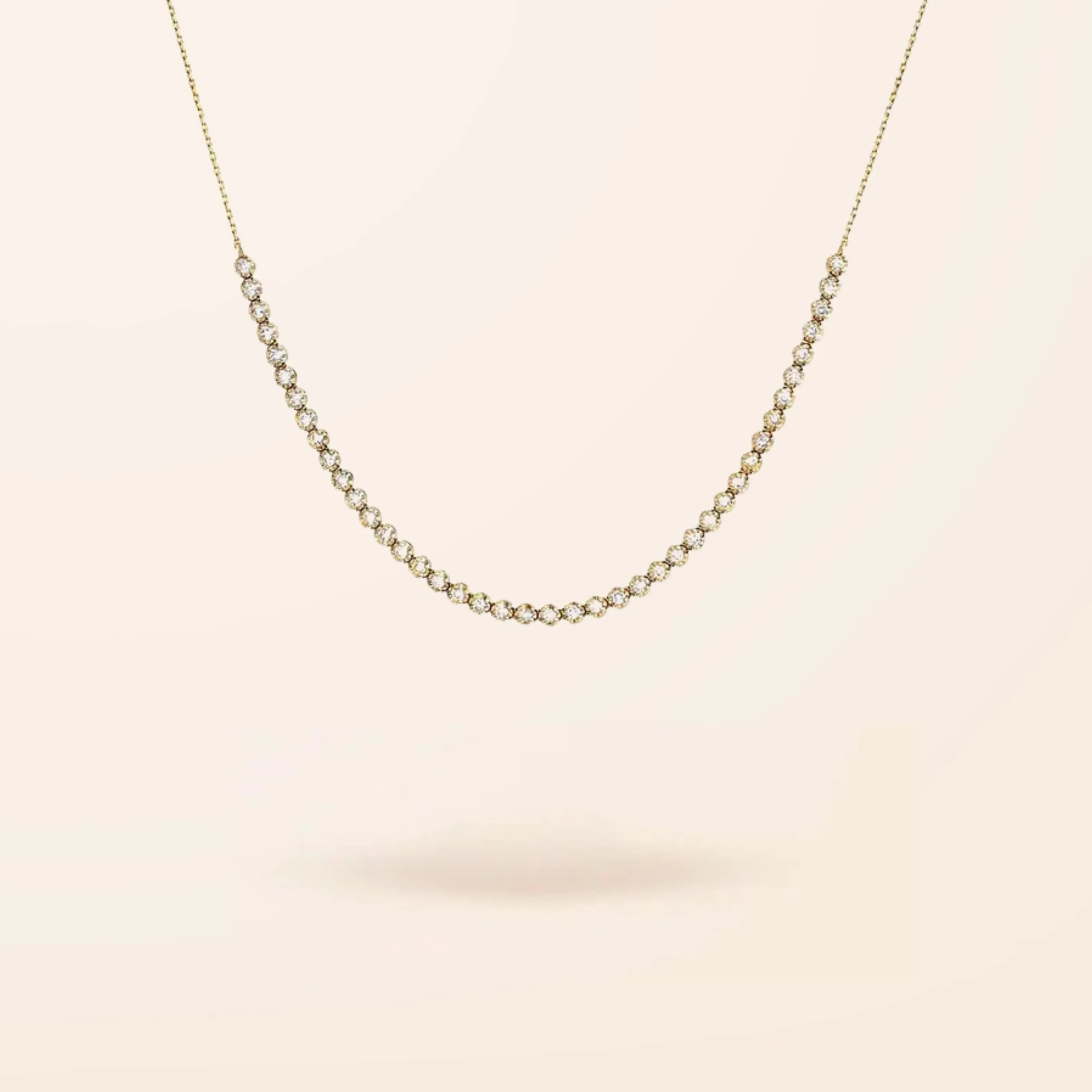 14K Gold Half Diamond Tennis Necklace