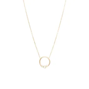 14k graduated 3 bezel diamond circle necklace