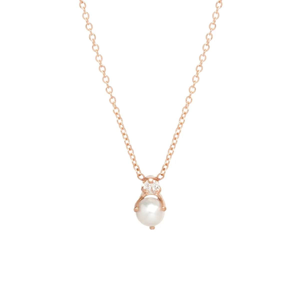 14k Stacked Pearl & Diamond Pendant Necklace