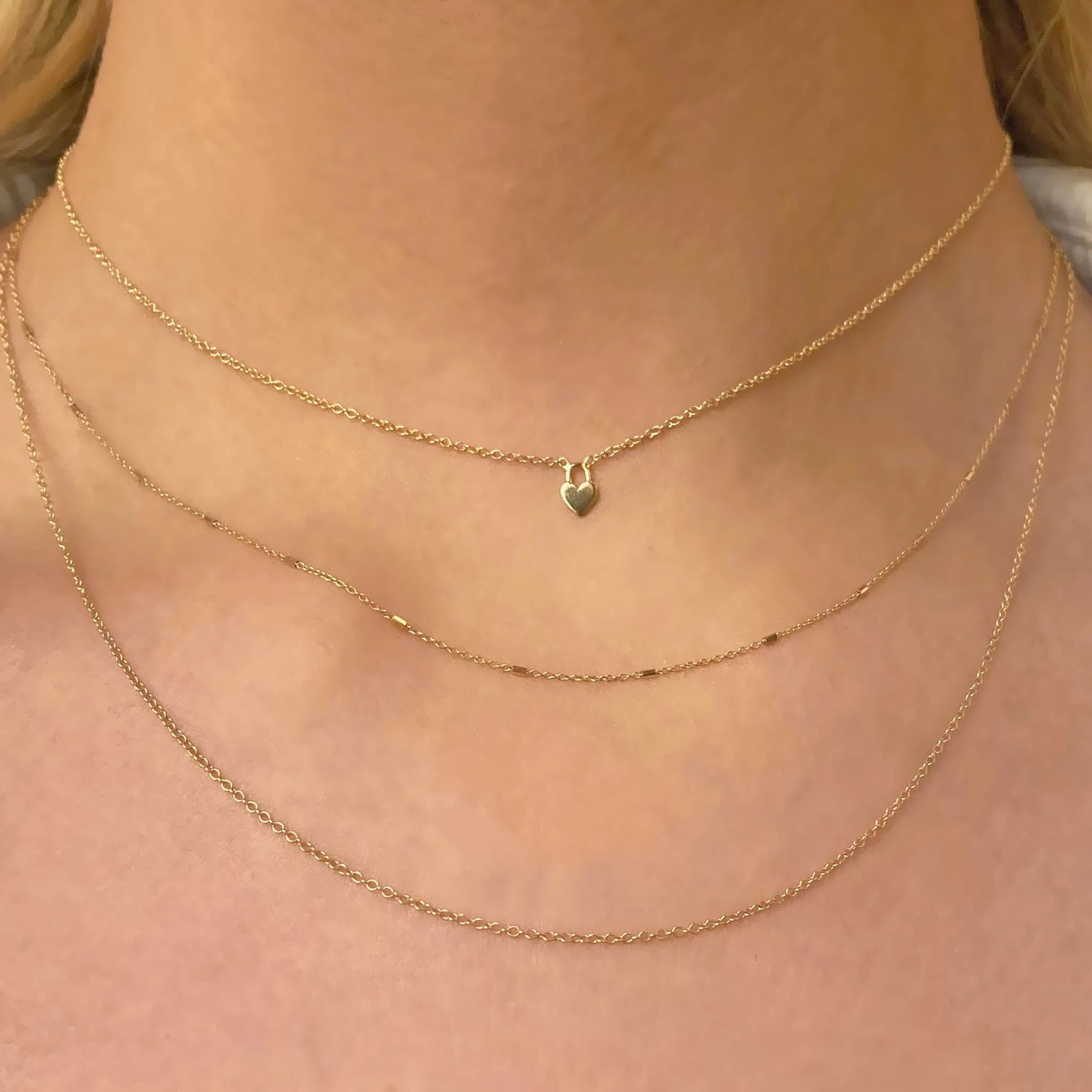 14k Tiny Bar and Cable & Cable Chain Layered Necklace