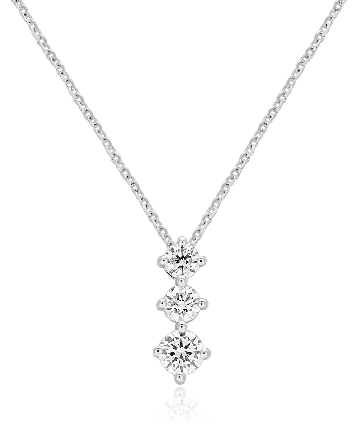 14K White Gold Lab Grown Diamond Drop Pendant Necklace