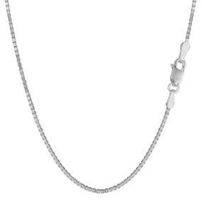 14k White Solid Gold Mirror Box Chain Necklace, 1.2mm