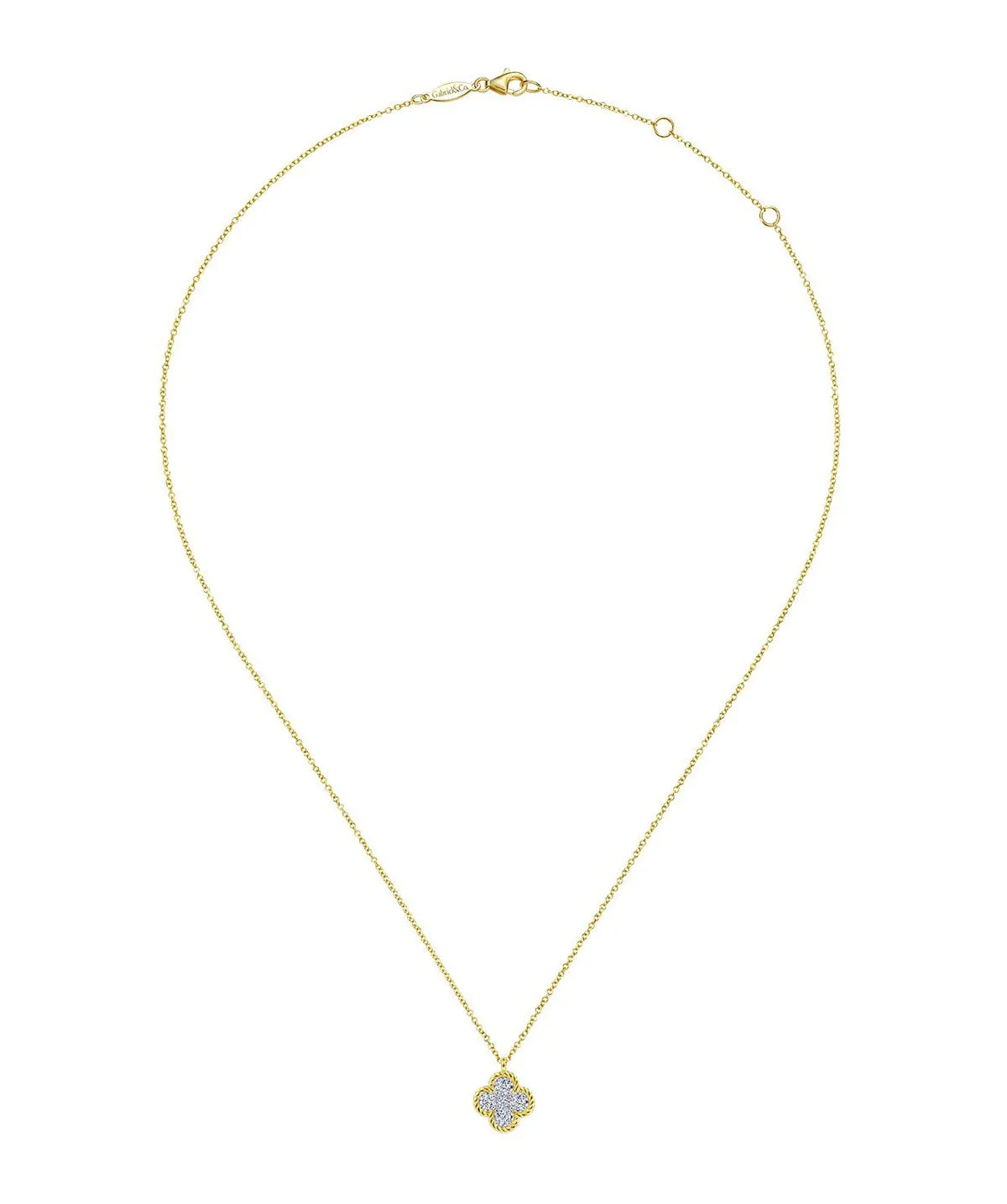 14K Yellow Gold Rope Diamond Pendant Necklace