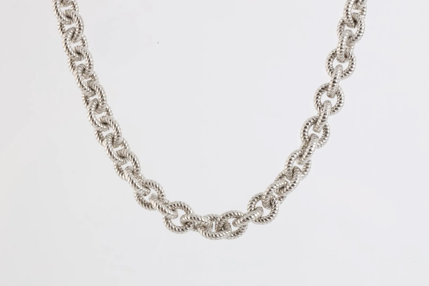 16" Judith Ripka 925 Silver Blue Accent Stone Chain Necklace (45.43g.)