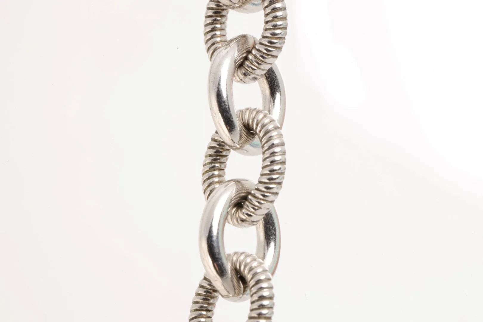 16" Judith Ripka 925 Silver Texture Link Chain Necklace (82.14g.)