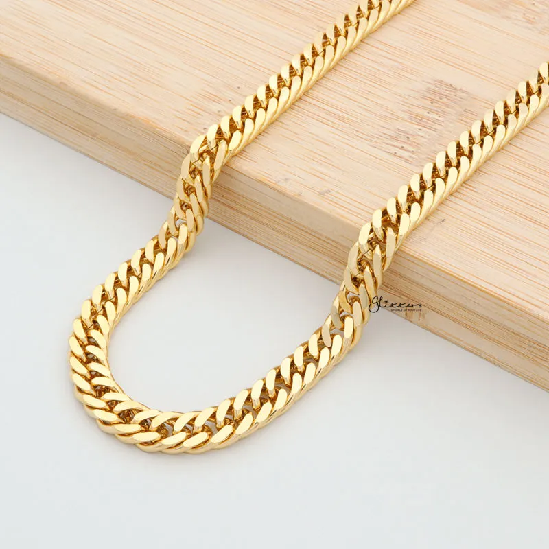 18K Gold Ion Plated Stainless Steel Chain Link Necklace-7.5mm Width