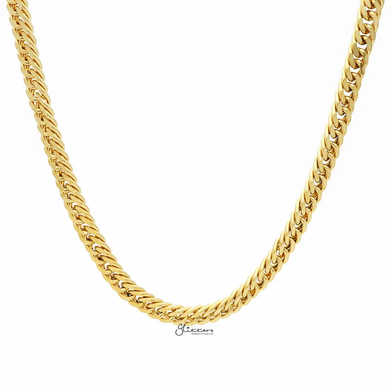 18K Gold Ion Plated Stainless Steel Chain Link Necklace-7.5mm Width