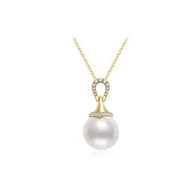 18k Solid Gold Diamond Edison Pearl Necklace KN00138 | Si Dian Jin