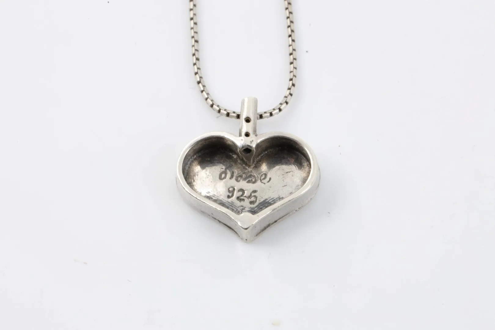 18" Shablool Didae 925 Silver Heart Pendant Necklace (5.68g.)