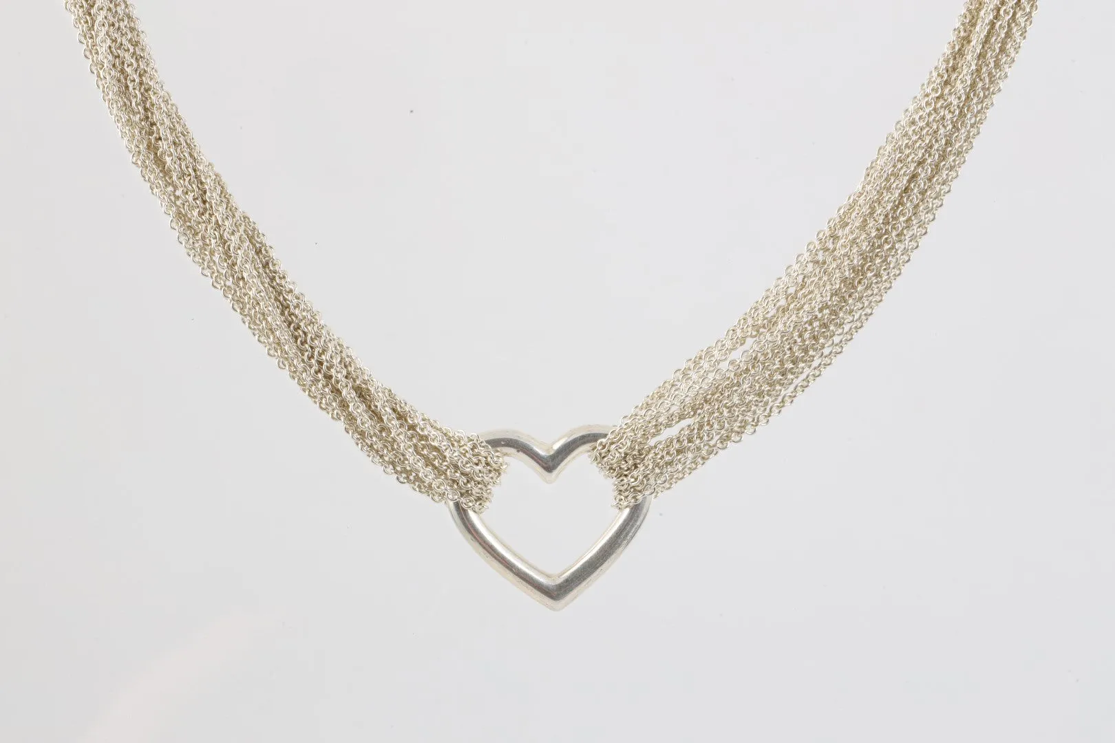 18" Tiffany & Co. 925 Silver Heart Mutli Chain Necklace (62.88g.)