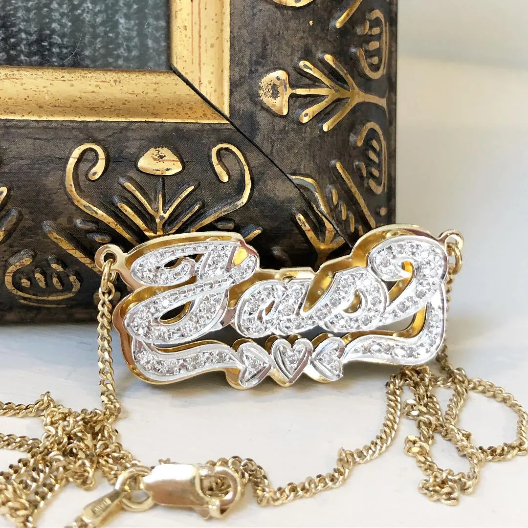 3D Double Plated Iced Out Name Necklace w/ Cuban Chain