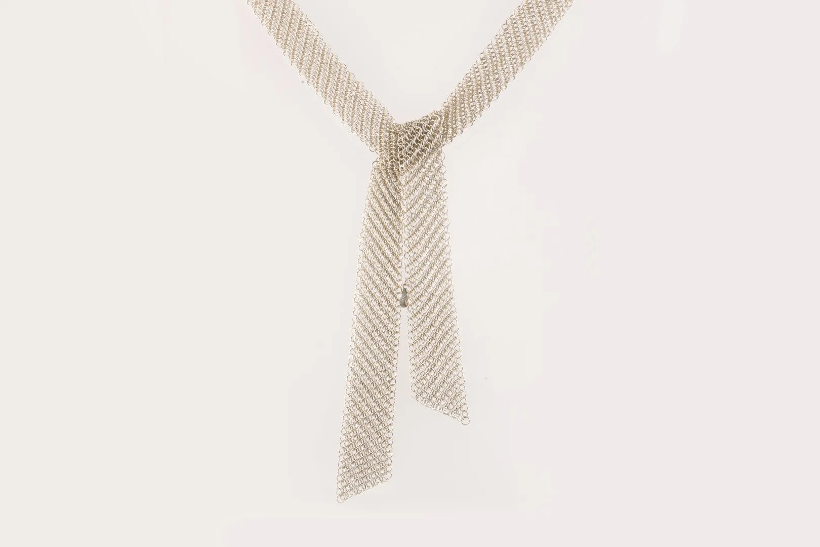 49'' Tiffany & Co. 925 Silver Mesh Tie Necklace Extra Long (132.53g.)