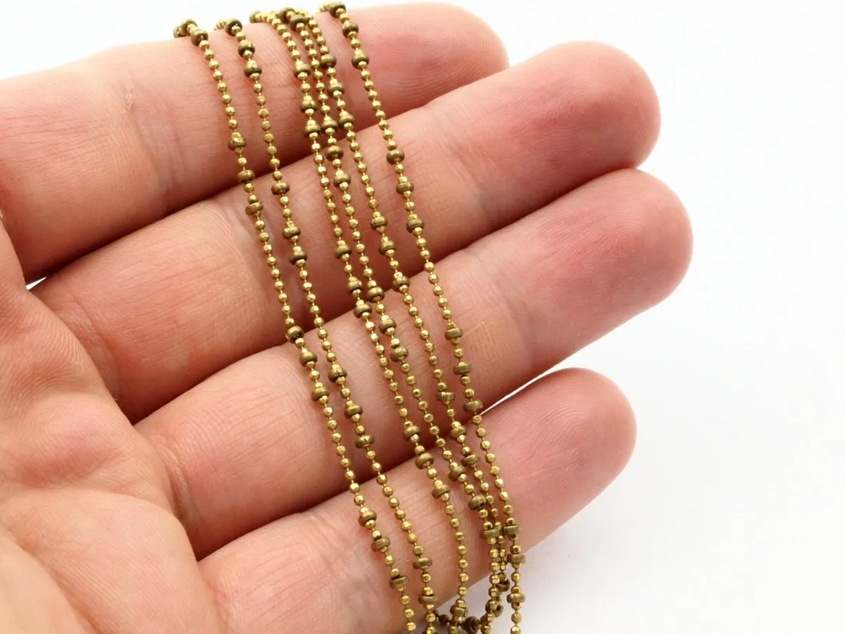 5 M. (1.2mm) Raw Brass Ball Chain Brs4534 ( Z050 )