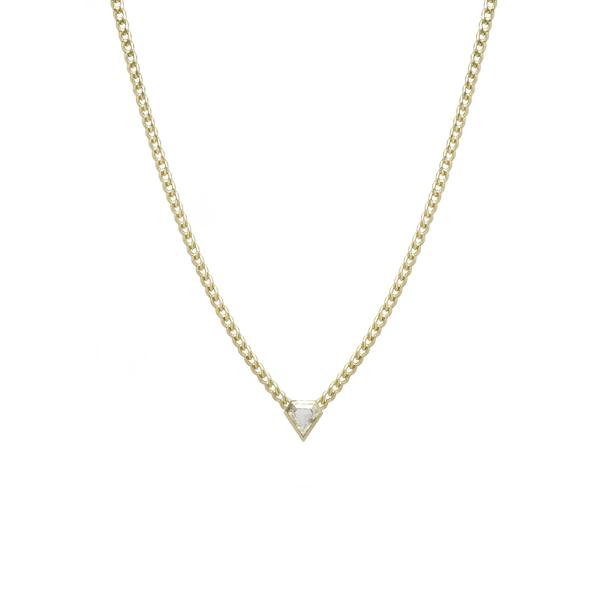 .66 ctw Shield Diamond on Small Curb Chain Necklace