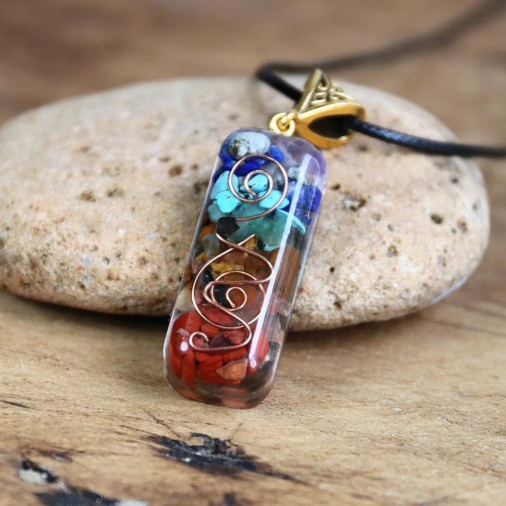 7 Chakra Orgone EMF Protection Orgonite Pendant Necklace