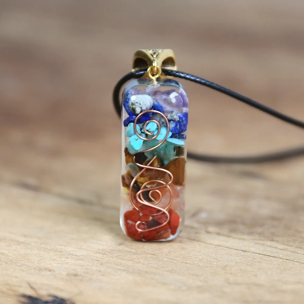 7 Chakra Orgone EMF Protection Orgonite Pendant Necklace