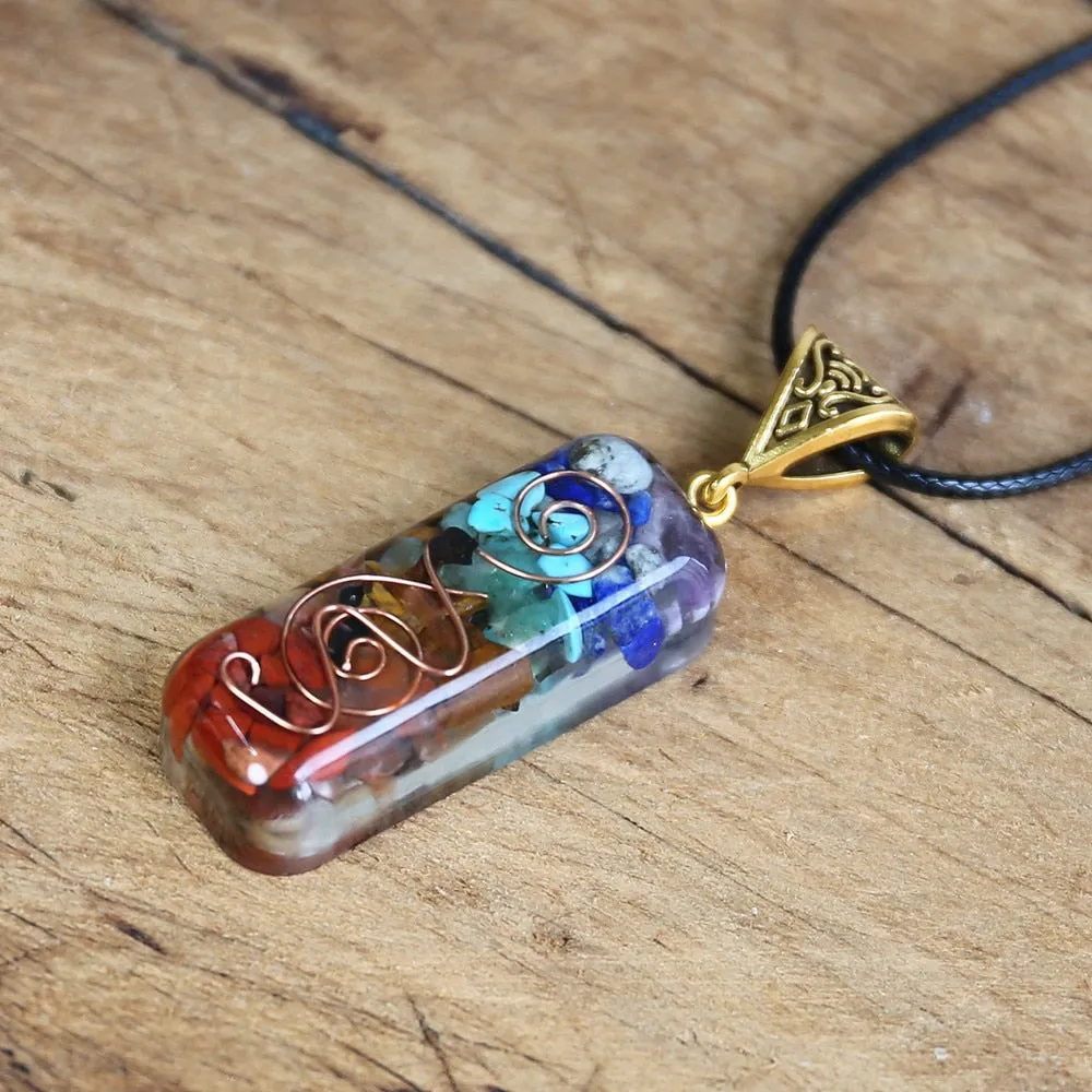 7 Chakra Orgone EMF Protection Orgonite Pendant Necklace