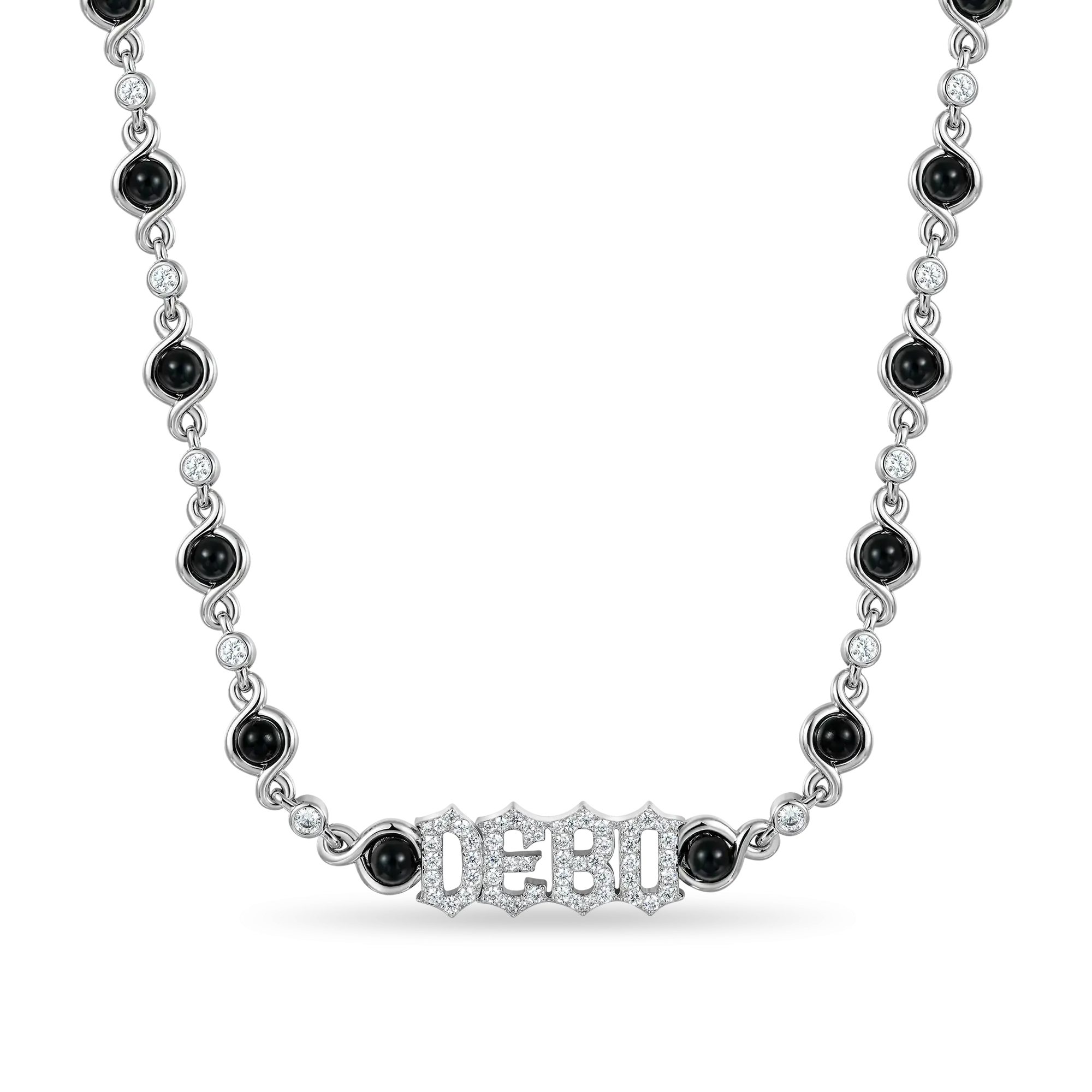 8MM Gothic Font Opal Custom Necklace