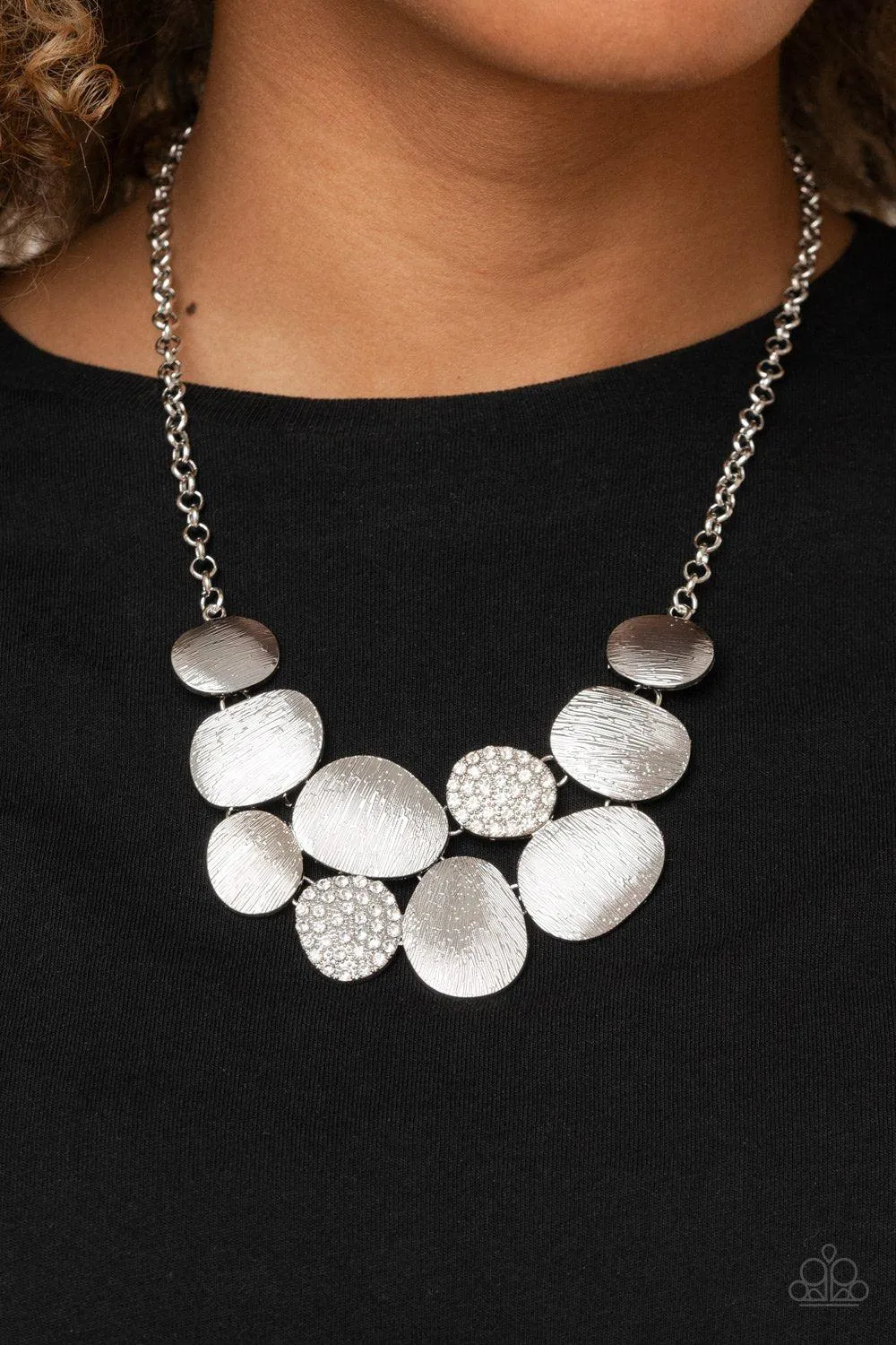 A Hard LUXE Story Silver and White Rhinestone Necklace - Paparazzi Accessories