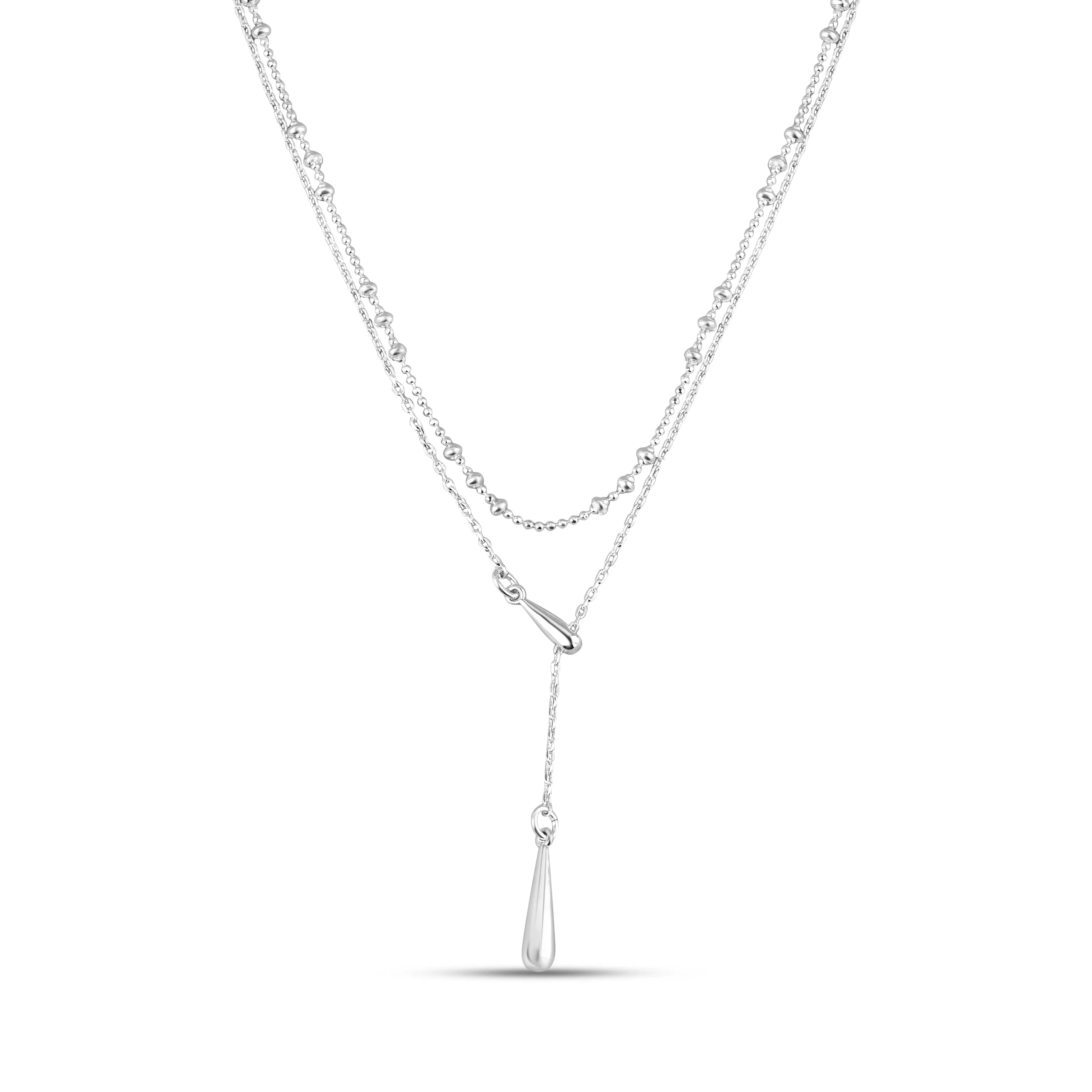 Accessorize London Women's Sterling Silver-Plated Layered Y-Chain Necklace