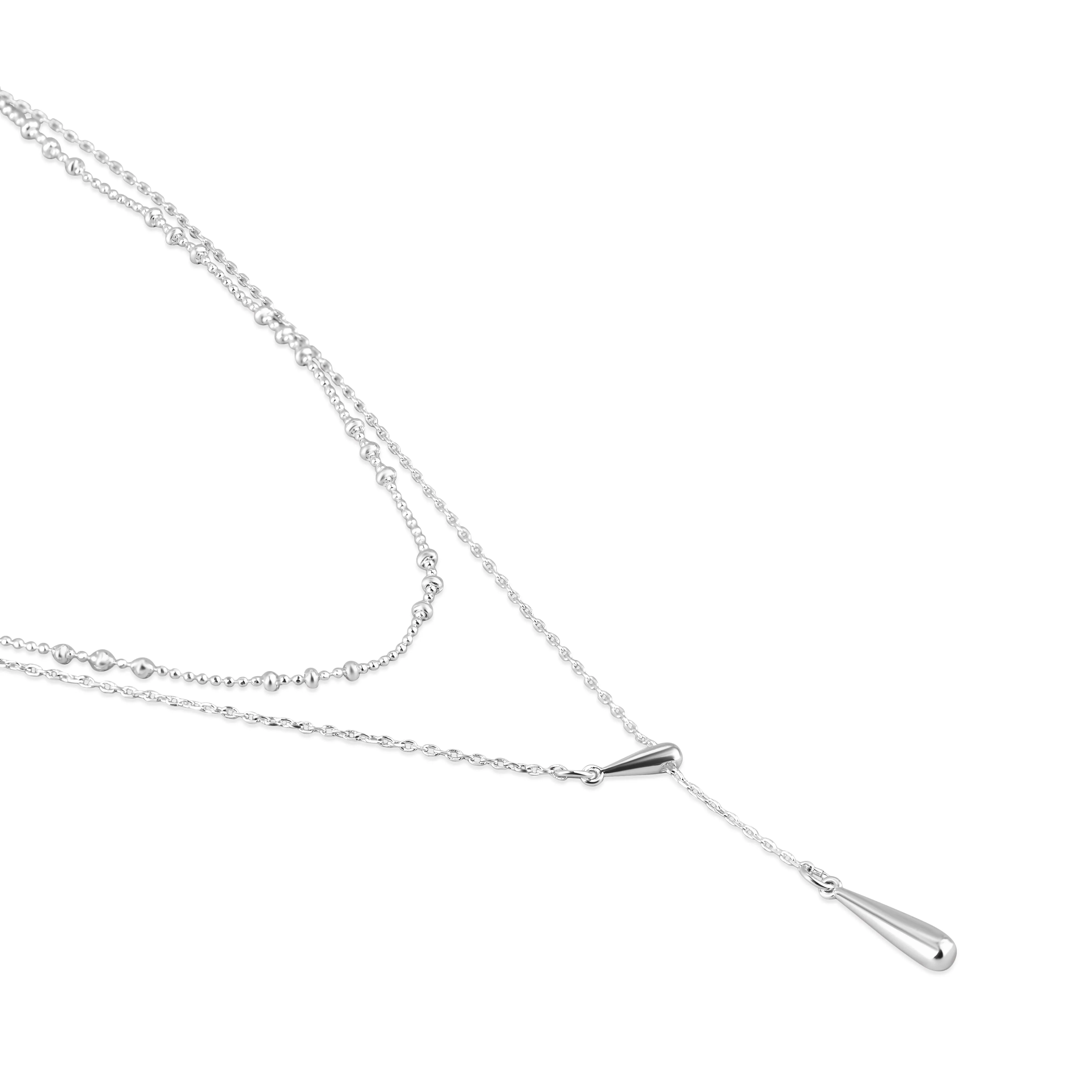 Accessorize London Women's Sterling Silver-Plated Layered Y-Chain Necklace