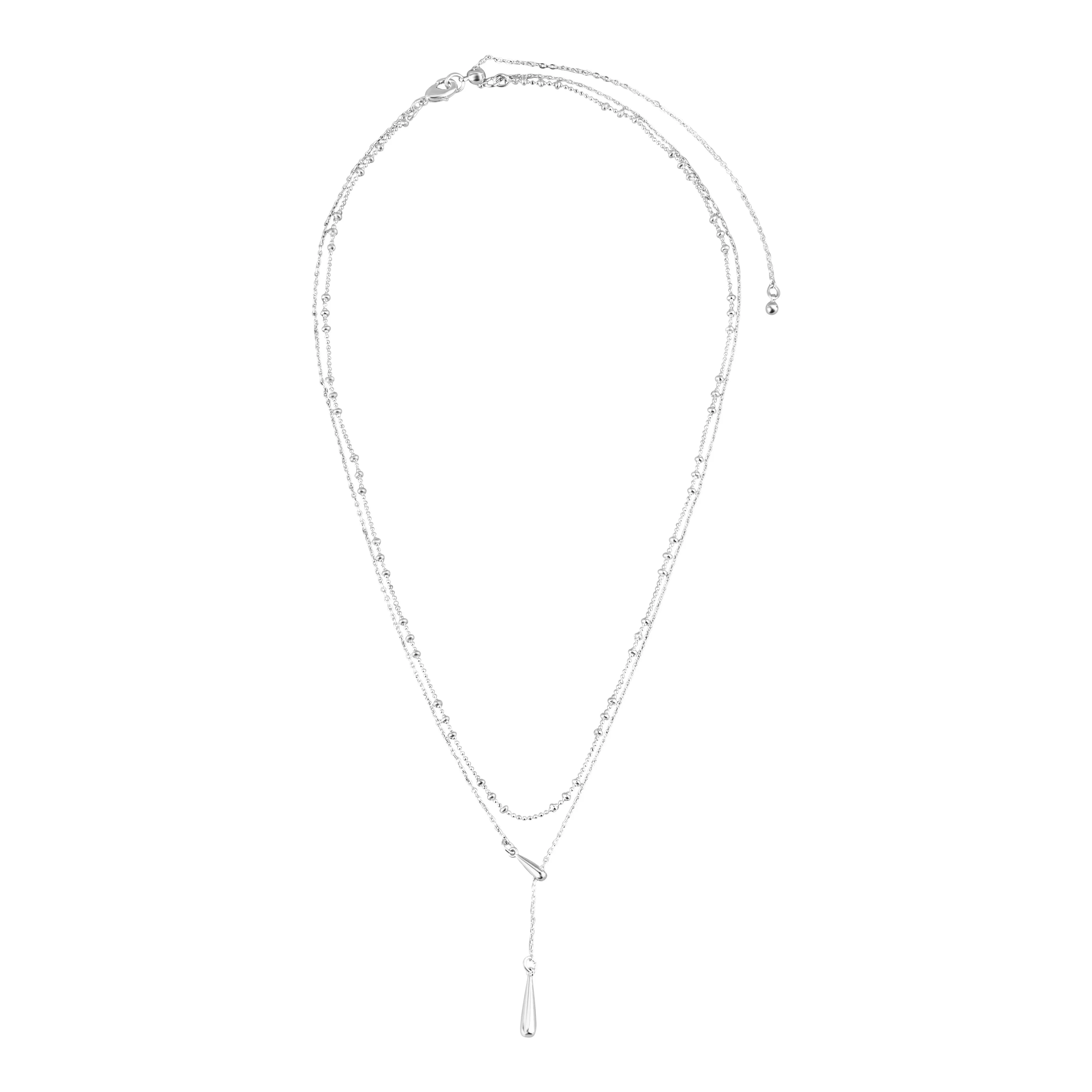 Accessorize London Women's Sterling Silver-Plated Layered Y-Chain Necklace