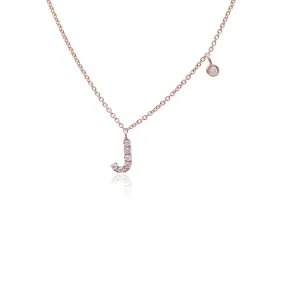 ADJUSTABLE 16-INCH 14K ROSE GOLD PAVE DIAMOND LETTER J NECKLACE