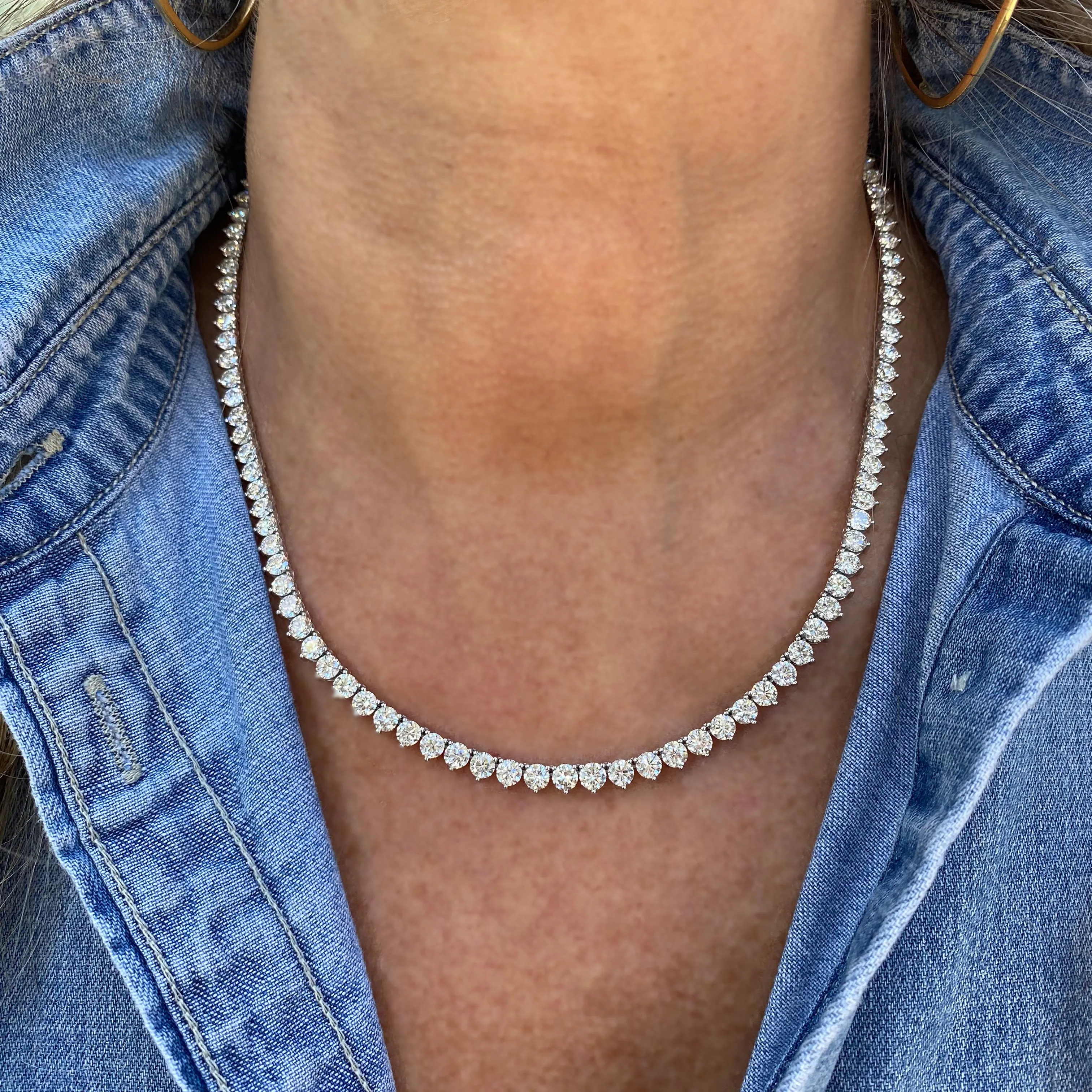 AFJ Diamond Collection - Diamond Tennis Necklace with White Gold