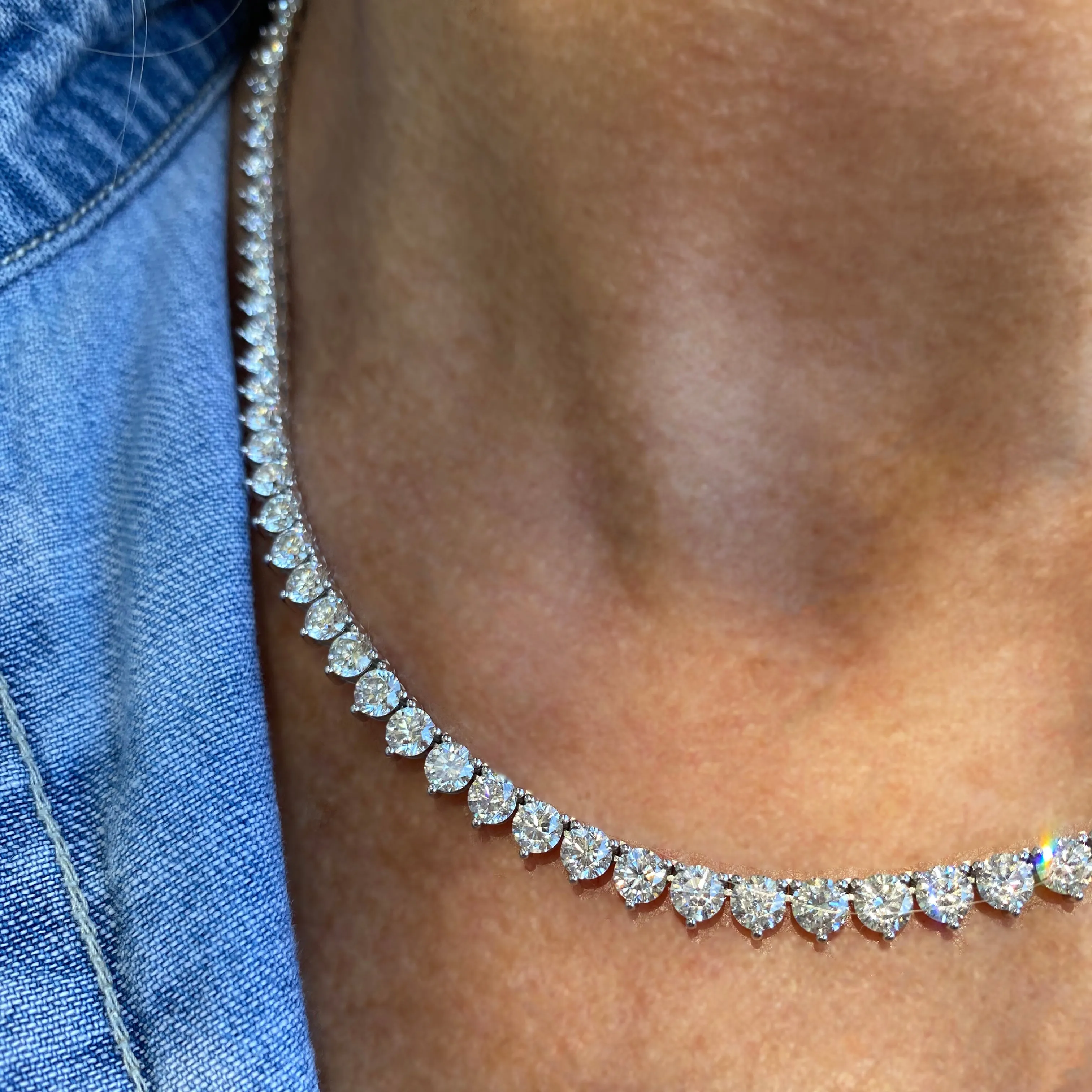 AFJ Diamond Collection - Diamond Tennis Necklace with White Gold