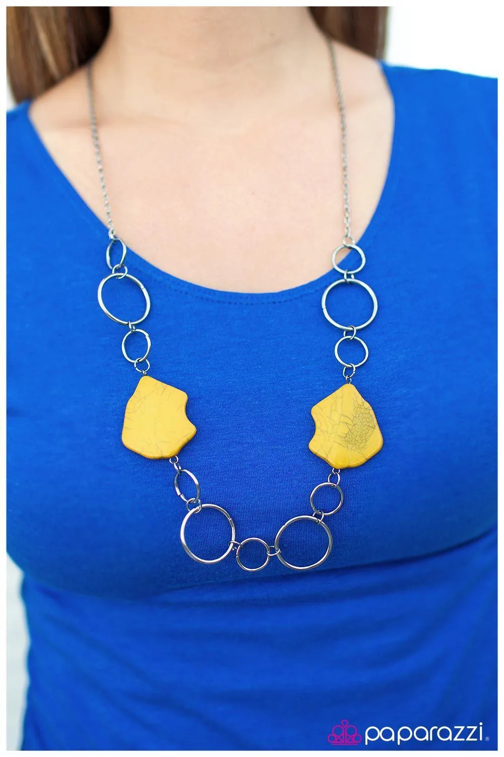 Ain't No Mountain High Enough Gunmetal and Yellow Necklace - Paparazzi Accessories