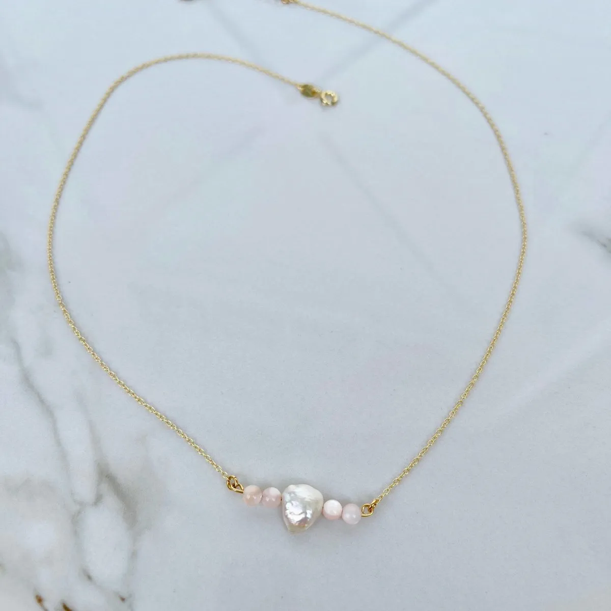 Annie Mother of Pearl and Freshwater Pearl Bar Necklace