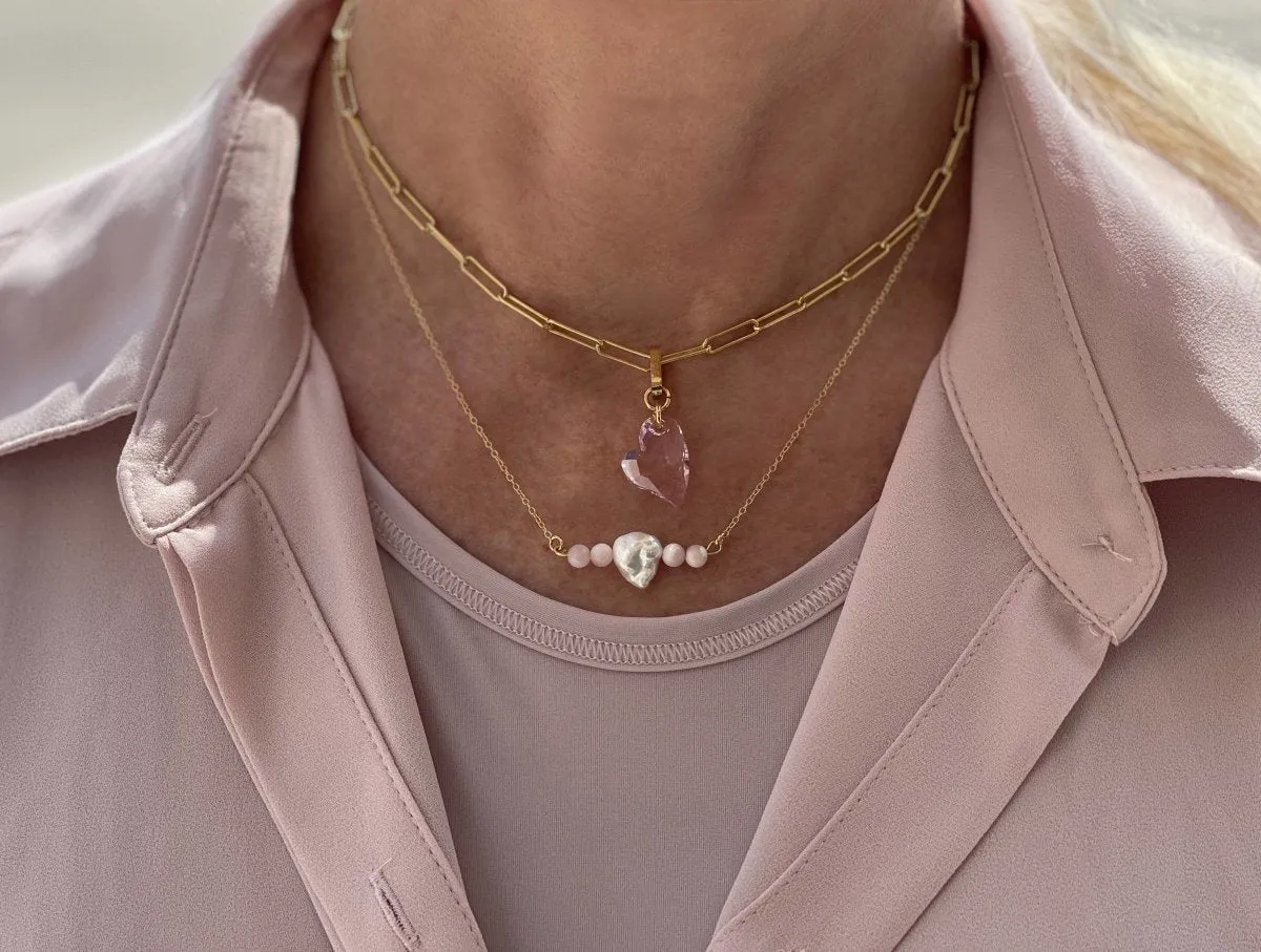 Annie Mother of Pearl and Freshwater Pearl Bar Necklace