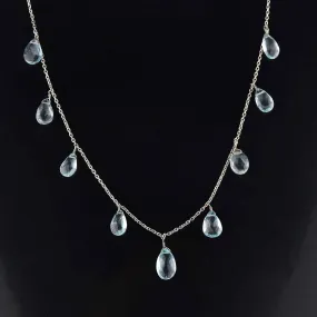 Antique Aquamarine Briolette Fringe Necklace