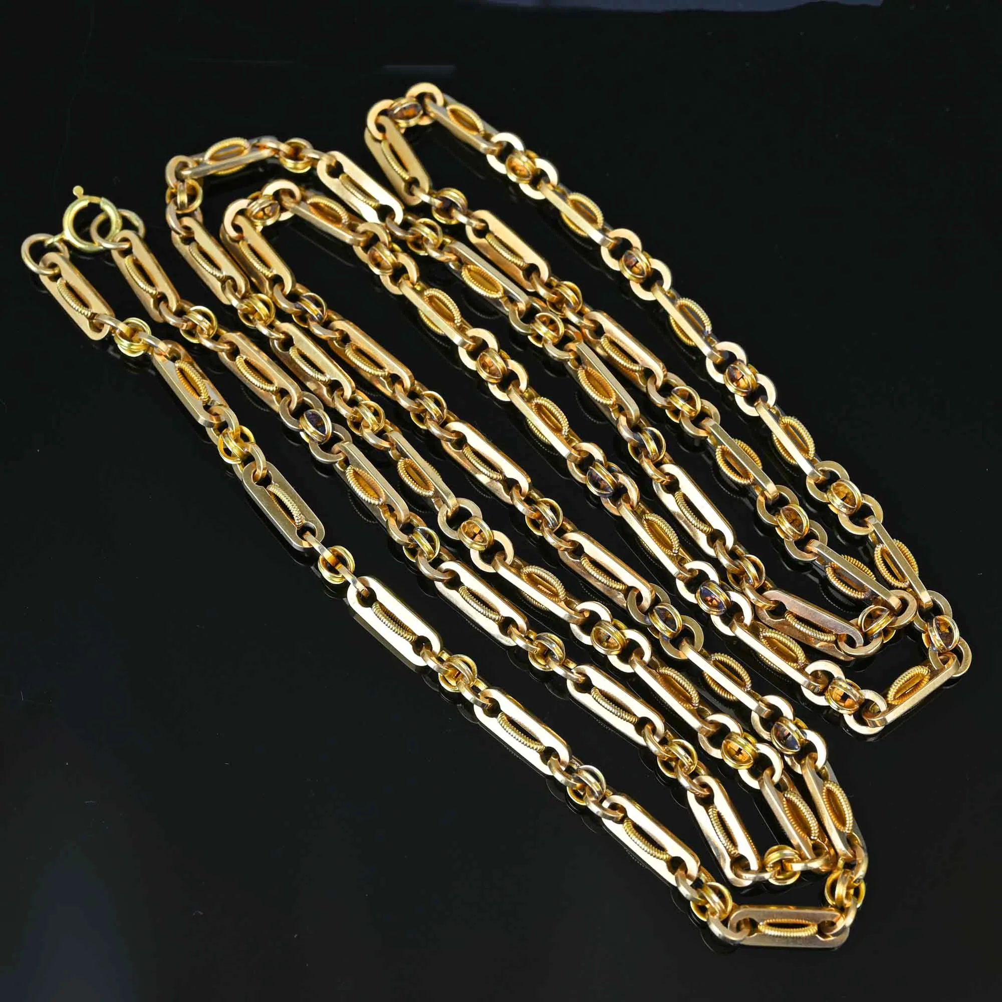 Antique Fancy Link 14K Gold Chain Necklace, 40.9 gms