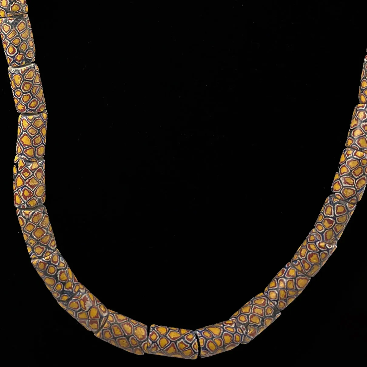 Antique Trade Bead Egg Yolk Millefiori Necklace Yellow