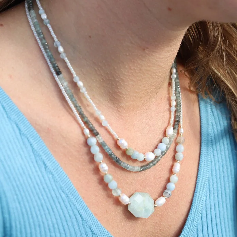 Aquamarine and Pearls Luxury Necklace