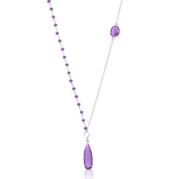 Asymmetrical Amethyst Necklace   Earring to Help Cope with Stress