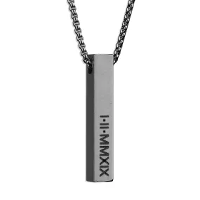 Bar Pendant Necklace - Matte Steel 6mm