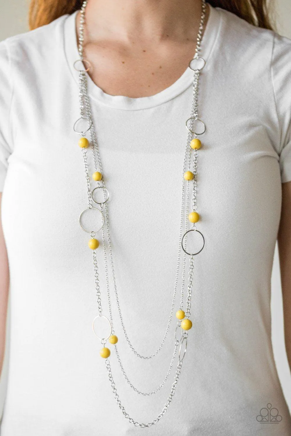 Beachside Babe Yellow and Silver Necklace - Paparazzi Accessories