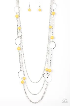 Beachside Babe Yellow and Silver Necklace - Paparazzi Accessories