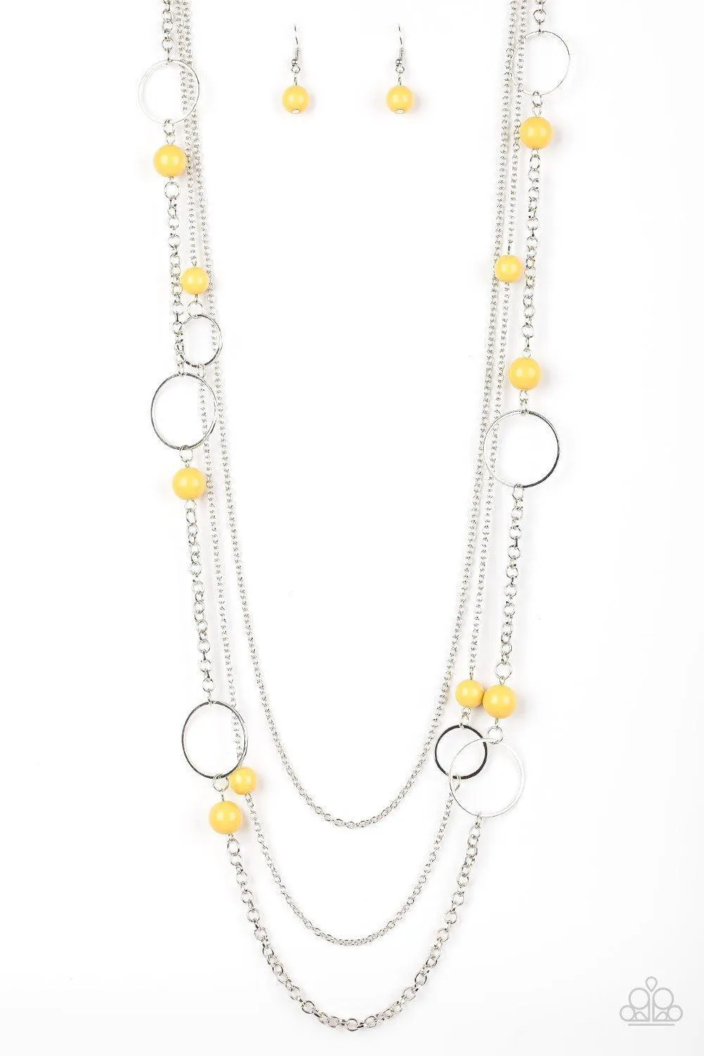 Beachside Babe Yellow and Silver Necklace - Paparazzi Accessories