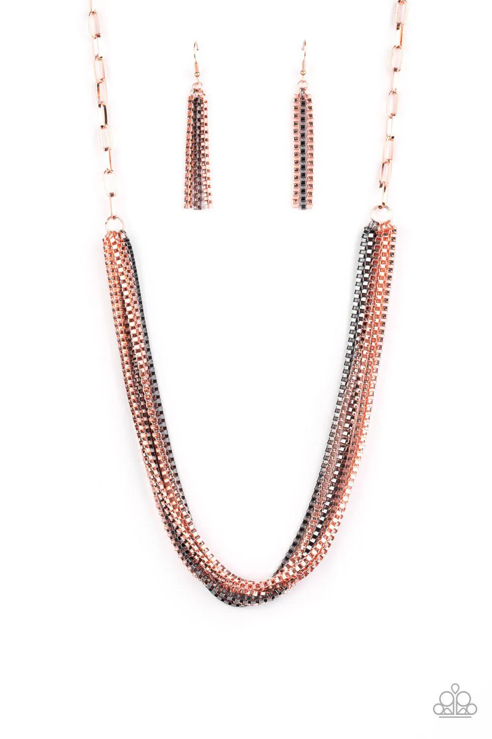 Beat Box Queen Copper and Gunmetal Necklace - Paparazzi Accessories